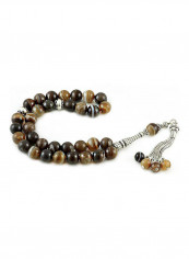 Yemen Agate Prayer Beads With Sterling Silver Components
