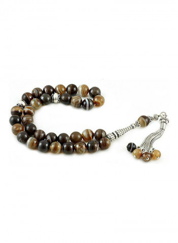 Yemen Agate Prayer Beads With Sterling Silver Components