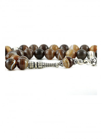 Yemen Agate Prayer Beads With Sterling Silver Components