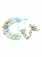 Aquamarine Worry Beads with Sterling Silver components