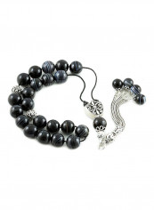Onyx Worry Beads with Sterling Silver components