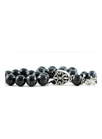 Onyx Worry Beads with Sterling Silver components