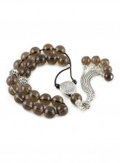 Smokey Quartz Worry Beads with Sterling Silver components