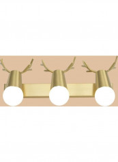 Three Heads Copper Antler Wall Lamp Gold 55*55*20centimeter