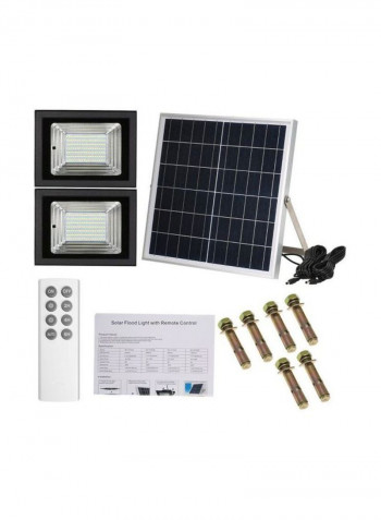 LED Solar Dual-Head Flood Light Set Black/Silver/Blue
