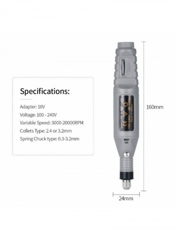 Engraving Pen Carve Tool Grey 160 x 24millimeter