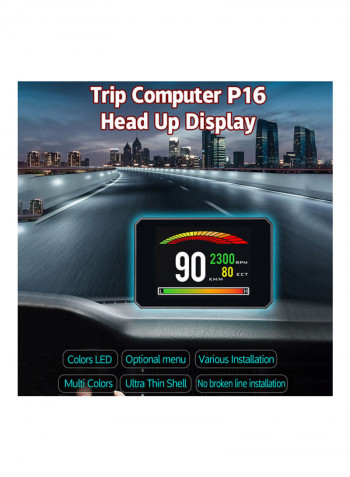 جهاز قياس رقمي تلقائي ذكي P16 بشاشة مرتفعة ونظام OBD مع نظام إنذار بالزجاج الأمامي