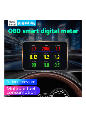 جهاز قياس رقمي تلقائي ذكي P16 بشاشة مرتفعة ونظام OBD مع نظام إنذار بالزجاج الأمامي