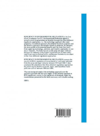 Efficiency In Environmental Regulation Paperback