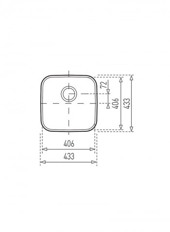Be 40.40.25 Undermount Stainless Steel One Bowl Sink Silver 435x435x250mmmm