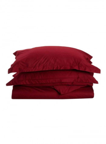 3-Piece Duvet Cover Set Burgundy Queen