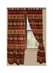 2-Piece Polyester Drape Set Red/Brown/Beige 54x84inch