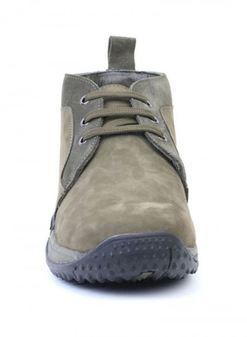 Leather Ankle Boots Olive Green