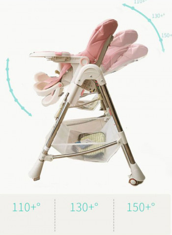 Fully Adjustable High Chair With Wheel - Pink