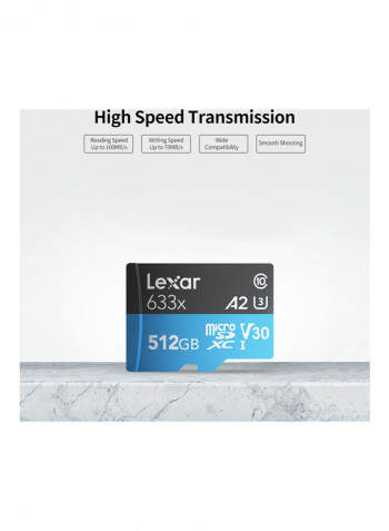 Lexar 633x 512GB TF Card High-performance Micro SD Card Class10 U3 A2 V30 High Speed TF Card For Phone Camera Dashcam 512GB Blue