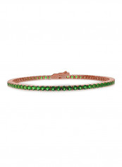 925 Sterling Silver Emerald Studded Tennis Bracelet