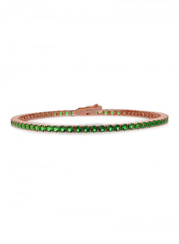 925 Sterling Silver Emerald Studded Tennis Bracelet