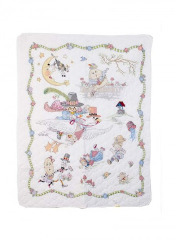 Mary Engelbreit Mother Goose Cross Stitch Crib Cover Kit White/Pink/Green