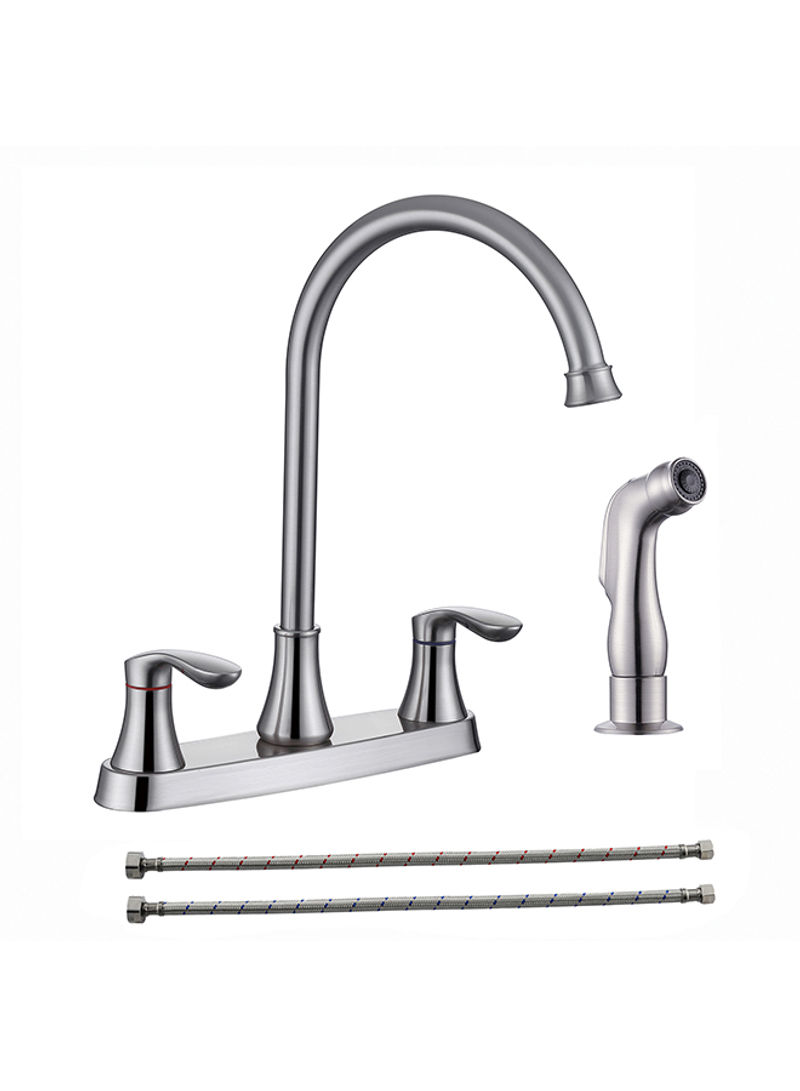 Two Handle Kitchen Faucets With Pull Out Spray Gun Silver