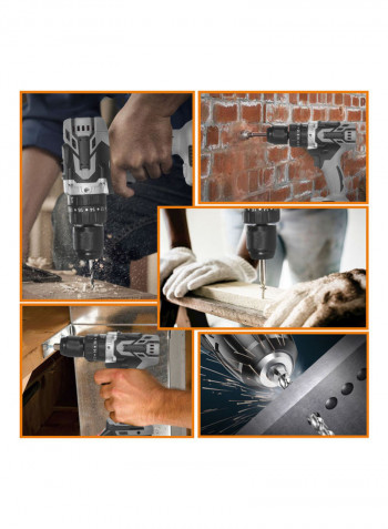 Electric Cordless Drill with 2 Pack Battery Grey 40 x 10 x 31cm