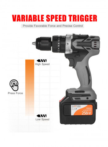 Electric Cordless Drill with 2 Pack Battery Grey 40 x 10 x 31cm