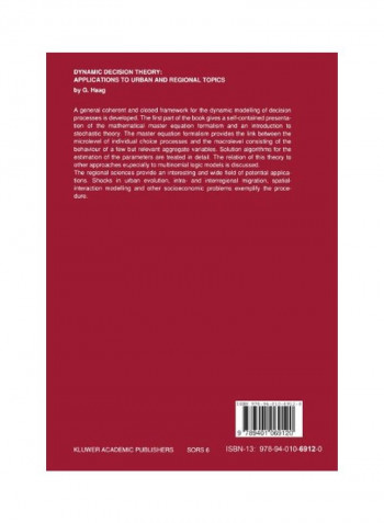 Dynamic Decision Theory: Applications To Urban And Regional Topics Paperback