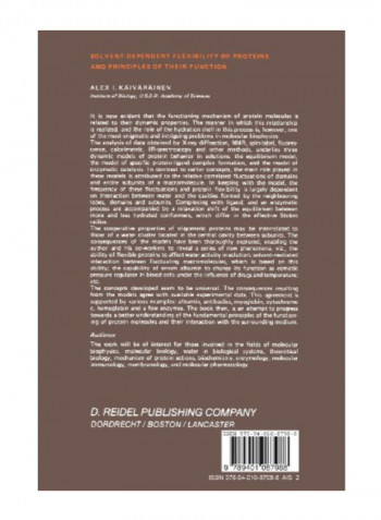 Solvent-Dependent Flexibility Of Proteins And Principles Of Their Function Paperback