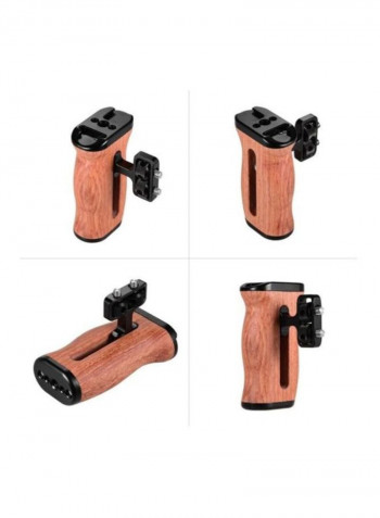 Aluminum Alloy Camera Cage Protective Vlog Cage with Wood Handle Black/Brown