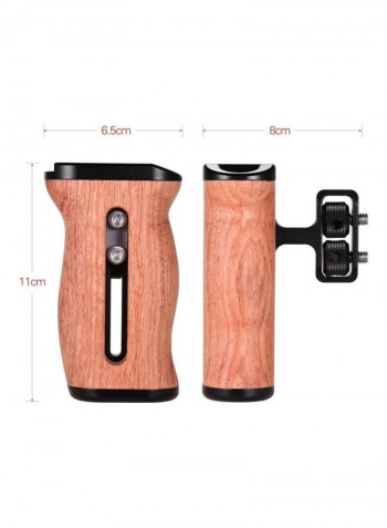 Aluminum Alloy Camera Cage with Wooden Side Handle Kit Black/Brown