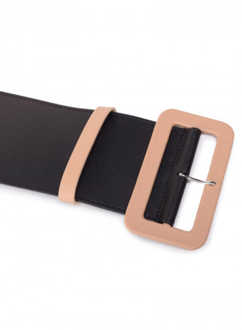 Casual Leather Belt Black/Pink