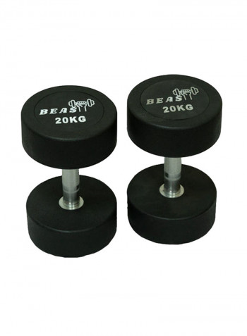 2-Piece Round Rubber Encased Dumbbell Pair 20kg