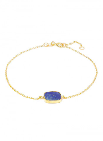 18 Karat Gold Lapis Lazuli Single Stone Bracelet