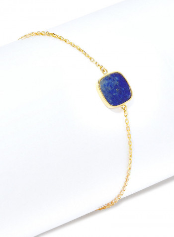 18 Karat Gold Lapis Lazuli Single Stone Bracelet