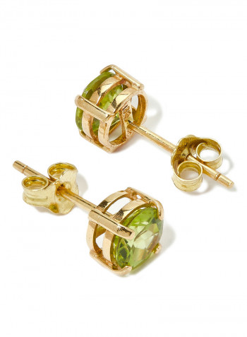 Peridot Round Earrings In 18K Gold