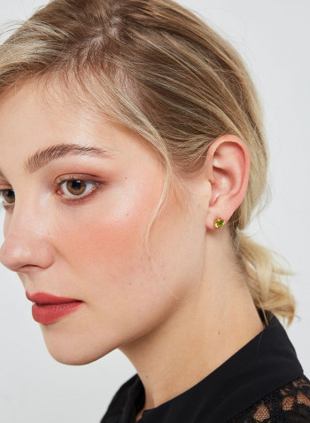 Peridot Round Earrings In 18K Gold