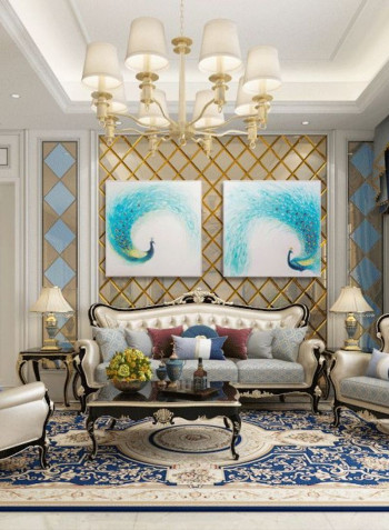 2 Panels Peacock 3D Wall Art Blue/Green 12.568kg