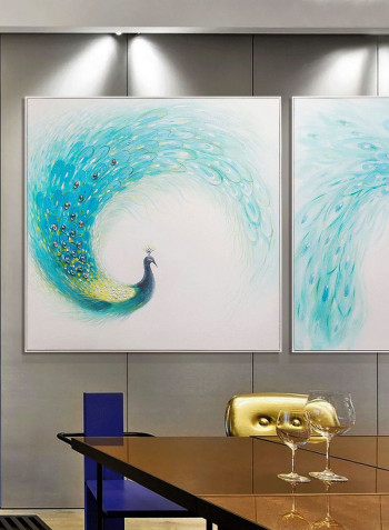 2 Panels Peacock 3D Wall Art Blue/Green 12.568kg