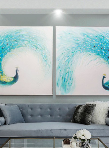 2 Panels Peacock 3D Wall Art Blue/Green 12.568kg