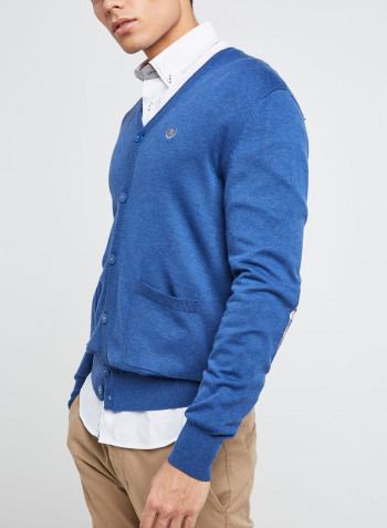 Full Sleeve Casual Design Pullover Blue
