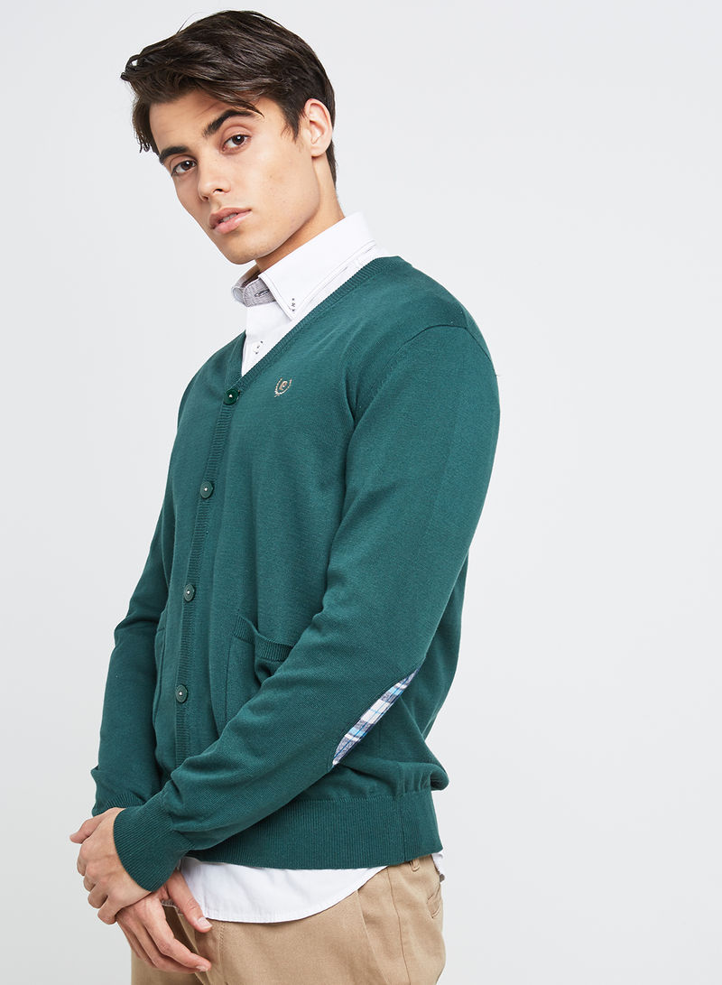 Full Sleeve Casual Design Pullover Green