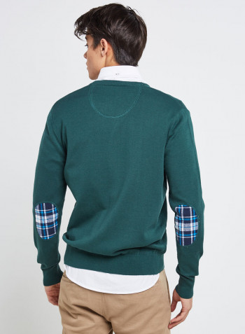 Full Sleeve Casual Design Pullover Green