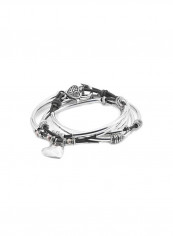 Leather With Heart Charm Wrap Bracelet