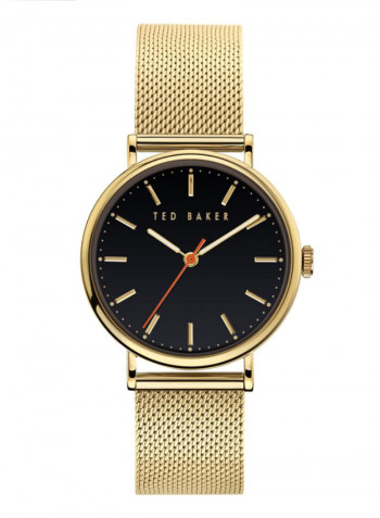Women's Classic Round Shape Black Dial With Gold Plated Bracelet Analog Watch