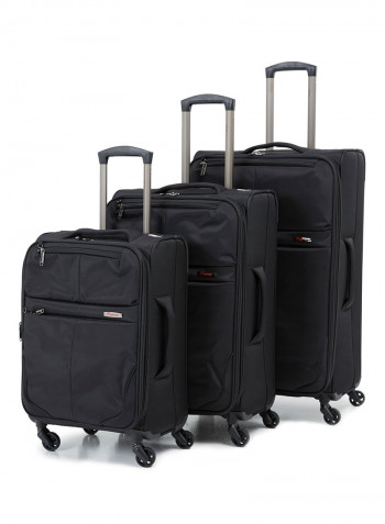 Softside 3 Piece Luggage Trolley Set Black