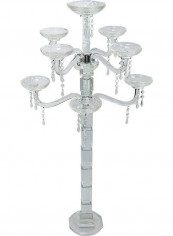 Stylish 7 Arms Crystal Candelabra Candle Stand Clear 47x107cm
