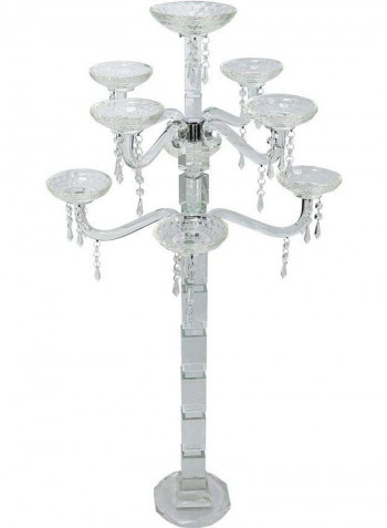 Stylish 7 Arms Crystal Candelabra Candle Stand Clear 47x107cm