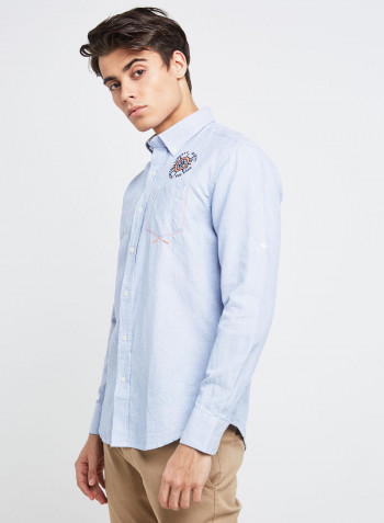 Full Sleeve Casual Cotton Shirt Blue