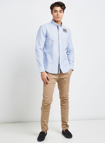 Full Sleeve Casual Cotton Shirt Blue