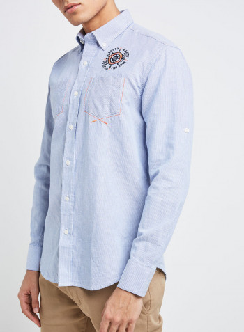 Full Sleeve Casual Cotton Shirt Blue