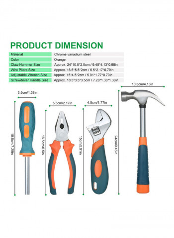 18 Piece Multifunctional Repair Tool Set Orange 28 x 4 x 18.8cm